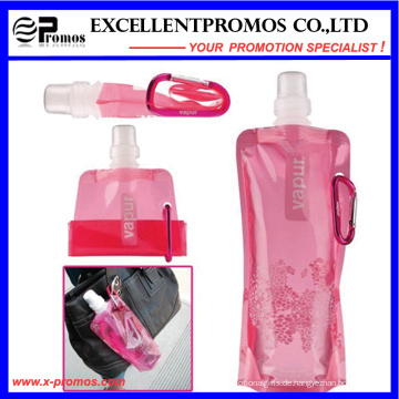 Faltbare Kunststoff-Wasserflasche mit Edelstahl-Ring (EP-B7154)